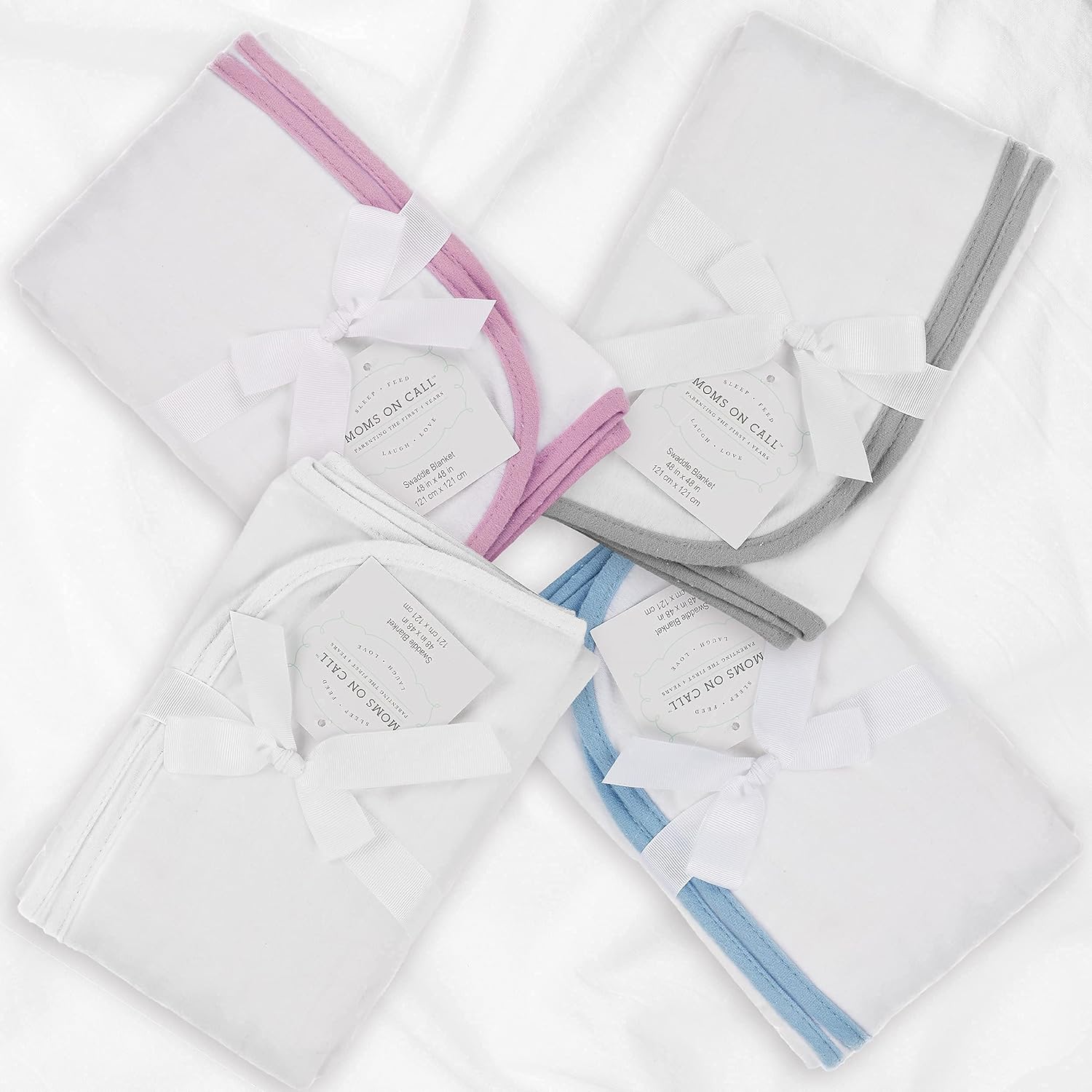 MOMS ON CALL Baby Swaddle 0-3 Months Newborn, Essential Swaddle Blanket | 48X48 | Cotton (Modern White) - Image 8